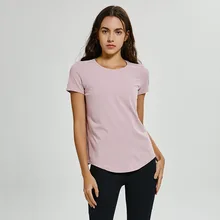 Однотонная облегающая ткань на ощупь для спортзала, фитнес-футболки, Женские Простые Спортивные Футболки с круглым вырезом для бега, классические топы с коротким рукавом для йоги