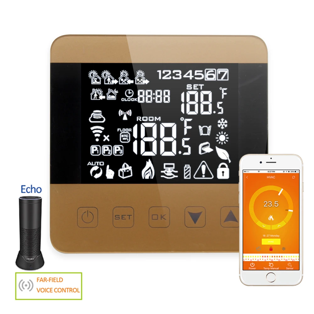 Alexa Smart Wifi Thermostat Electric Floor Heating Thermoregulator for Warm Floor LCD Programmable Temperature Controller 16A цена Alexa Smart Wifi Thermostat Electric Floor Heating Thermoregulator for Warm Floor LCD Programmable Temperature Controller 16A цены онлайн