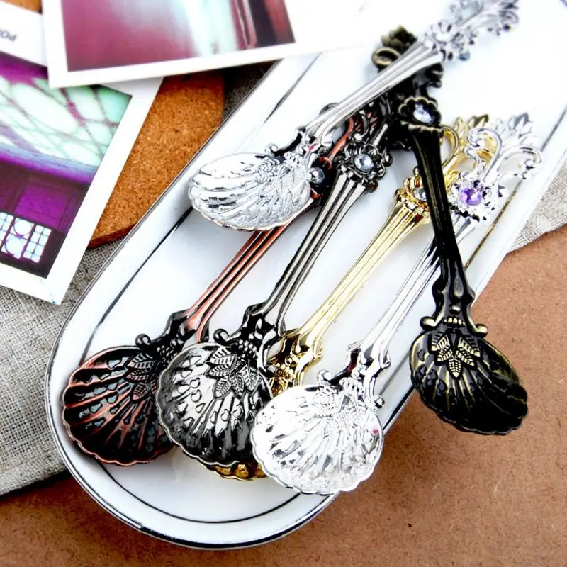 

4pcs Middle East Arabian Retro Style Gold Silver Bronze Royal Palm Tree Design Coffee Spoon set