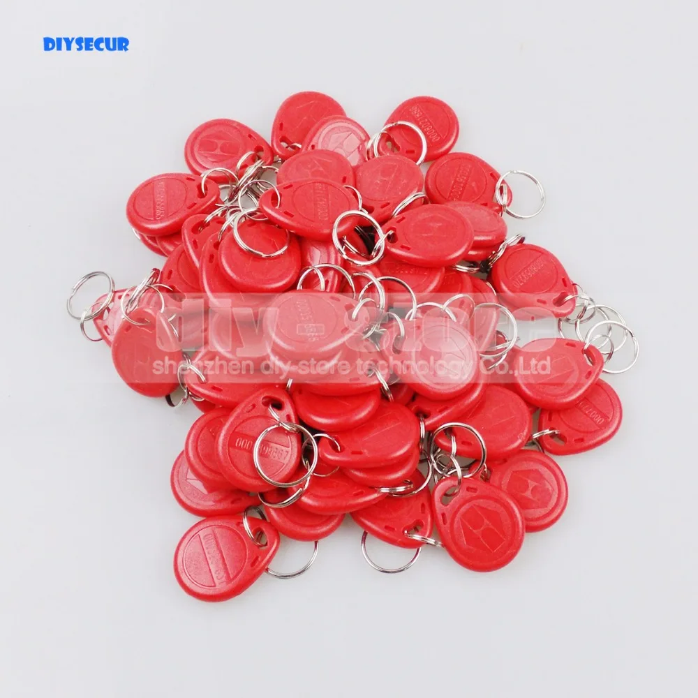 

DIYSECUR 100pcs/lot 125Khz RFID Card Key fobs Door Key For Access Control System RFID Reader Use Red