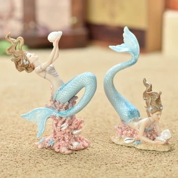 

Creative Mermaid Princess Kawaii miniature garden Animals Fish Figurines Resin arts and crafts wedding gift home decoration