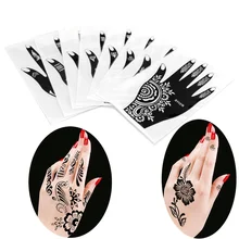 5 пар ручной большой татуировки из хны трафареты для краски тела кружева цветок Аэрограф Для блесток Mehndi индийская хна трафареты для тату трафареты