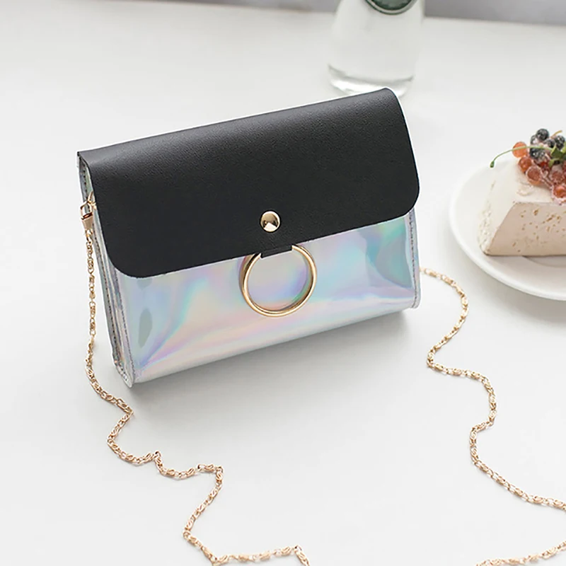2019 جديد إمرأة إمرأة الليزر سلسلة مصغرة الكتف Crossbody حقيبة دائرة صغيرة رسول حقائب المحافظ مساء حزب حقائب يد