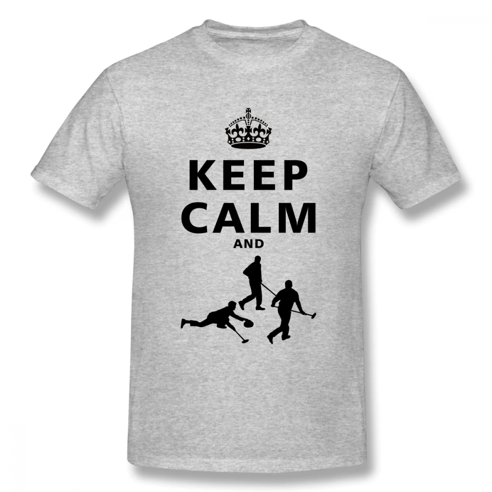 Keep Calm Play Curling Men's Short Sleeve T Shirt Handmade Classic Tee