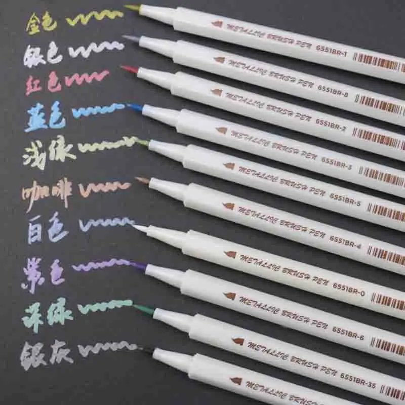 

10 Pcs/Box Drawing Painting Marker Pens Metallic Color Pen for Black Paper Art Supplies Stationery Material School Signature Pen