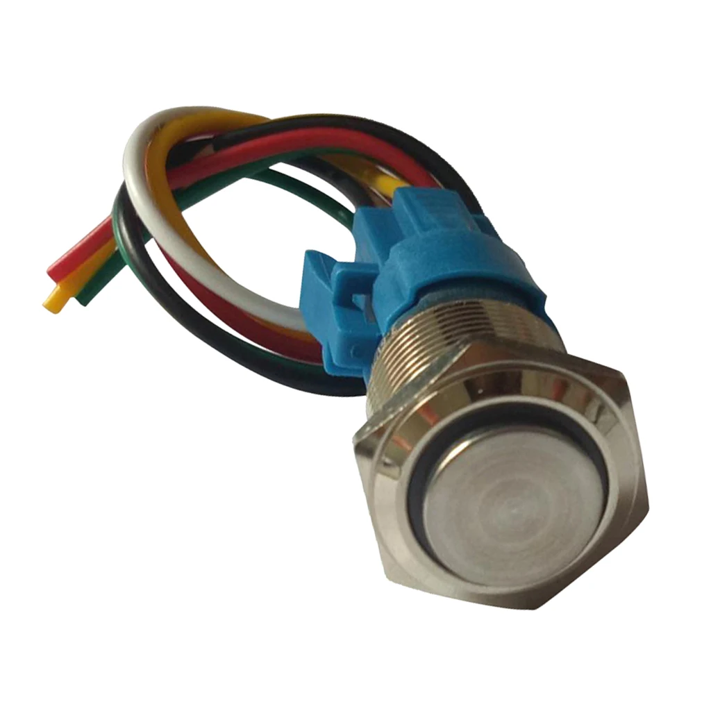 3-6V LED illuminated 250V 5A Momentary Waterproof Push Button Switch with Wire Adaptor 