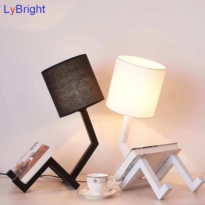 Vintage Iron Table Light AC 90 260V Creative Black White Table Lamp For