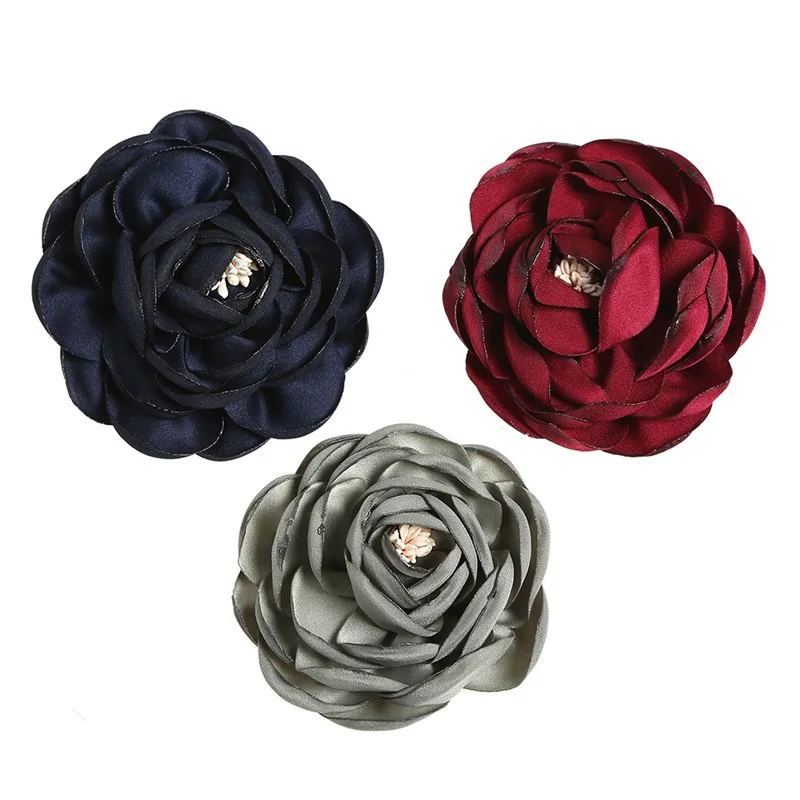 

100pcs/lot 3Colors DIY Multi-Layered Flat Back Fabric Satin Burned Flowers Free Shipping Kidocheese