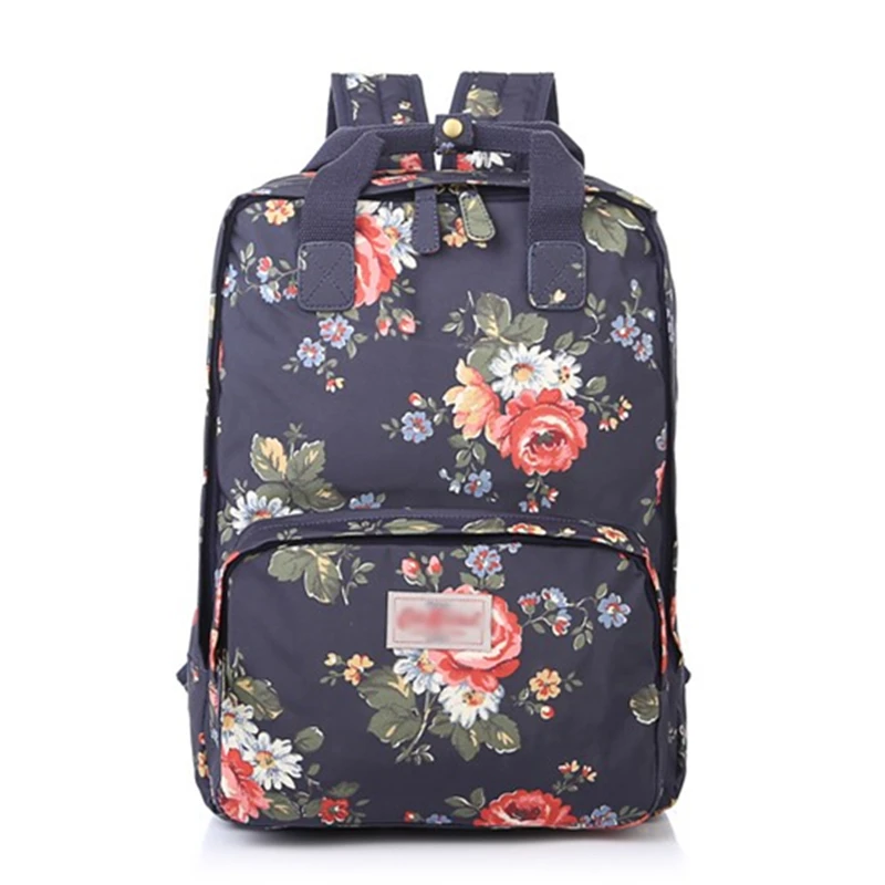 

2018 Fashion Designer Women Canvas Backpack Floral Printing School Bag For Teenager Girls Laptop Mochila Escolar