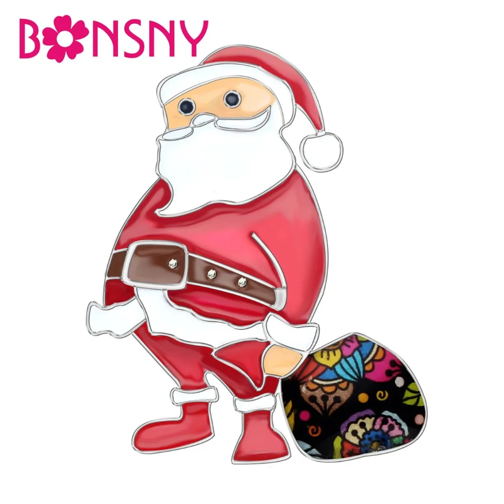 Bonsny эмалированный сплав Рождественский мультфильм Санта Клаус Подарочная сумка