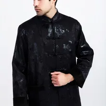 Черная зимняя модная мужская шерстяная куртка с драконами в китайском стиле M L XL XXL XXXL 2317-3