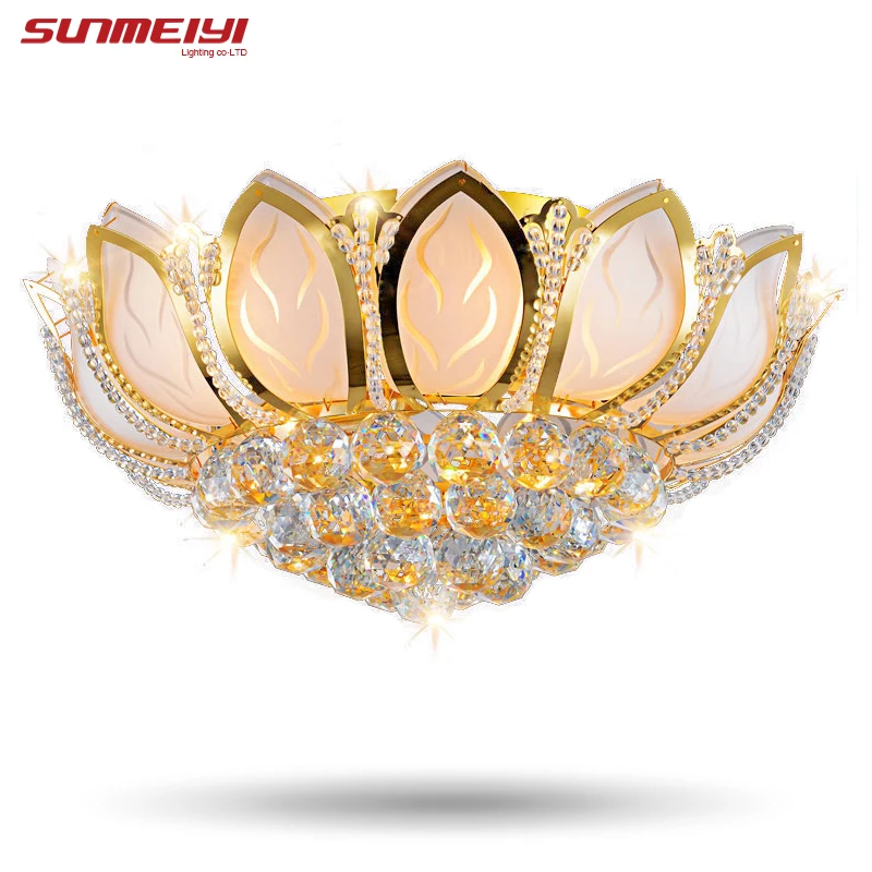  Lotus Flower Modern Ceiling Light With Glass Lampshade Gold Ceiling Lamp for Living Room Bedroom la - 32312764612