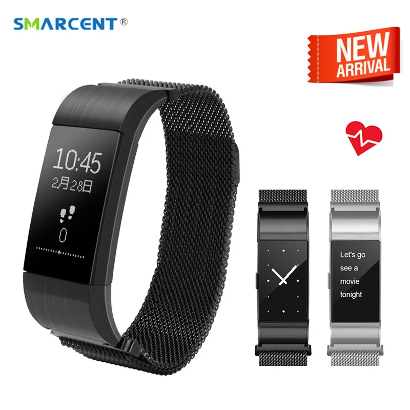 SMARCENT Bluetooth Smart Band Heart Rate Blood Pressure Monitor Smart Band Wristband Fitness Tracker Bracelet for
