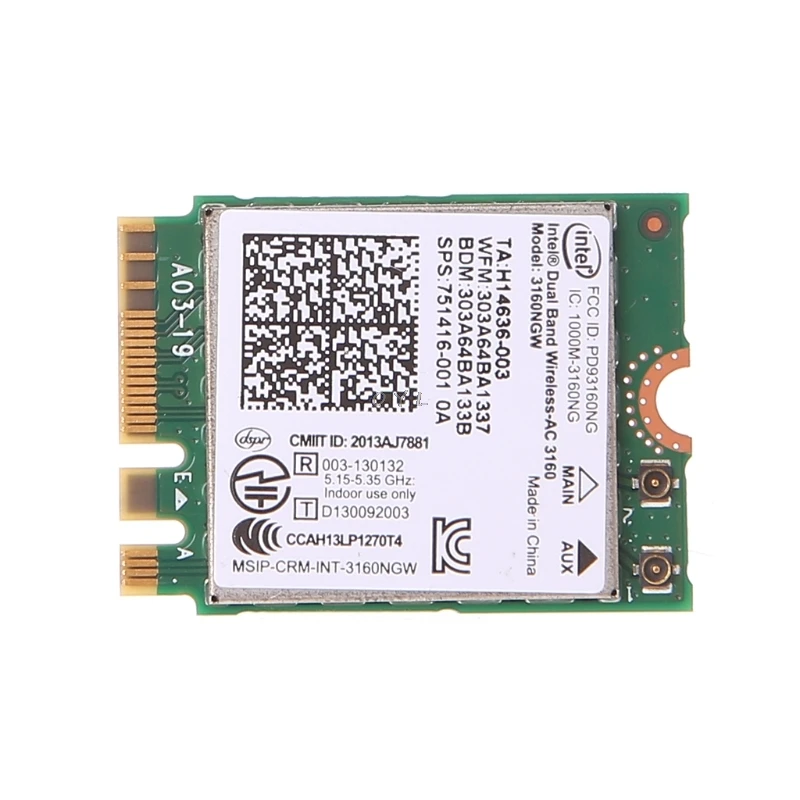 Двухдиапазонная беспроводная карта Intel 802 11 AC 3160 NGW форм фактора нового поколения