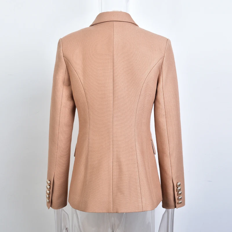 HarleyFashion European Casual Slim fitness Metal Gold Button Jacket White Black Khaki Colors Female Blazer