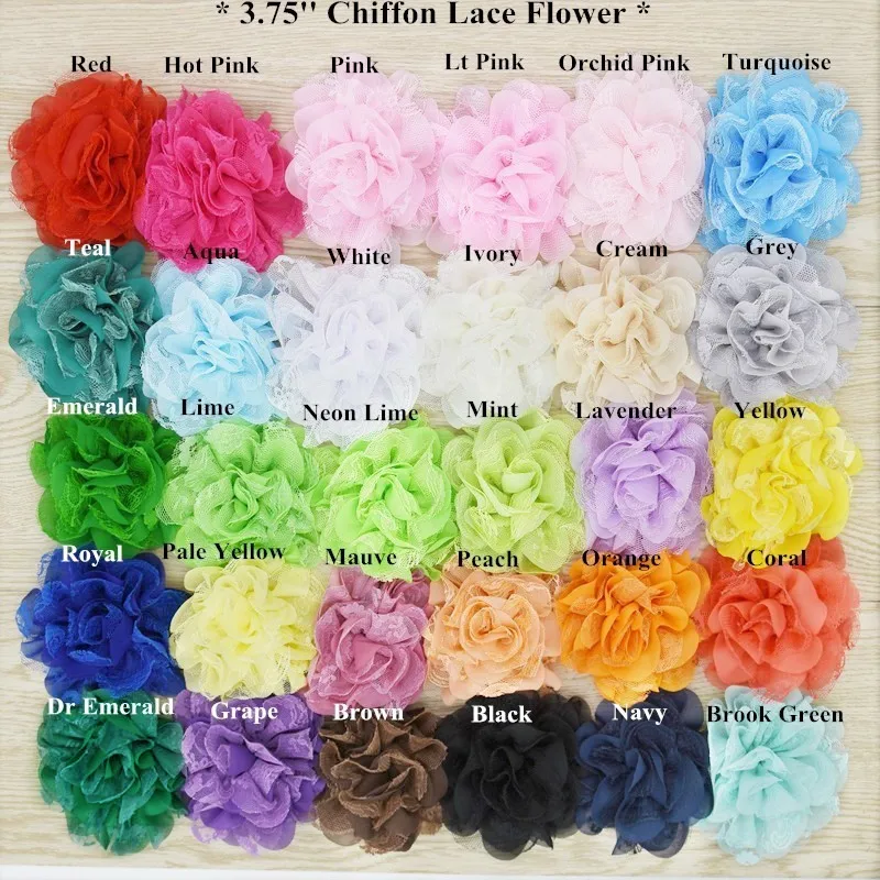 3.75'' chiffon lace flower , $0.30