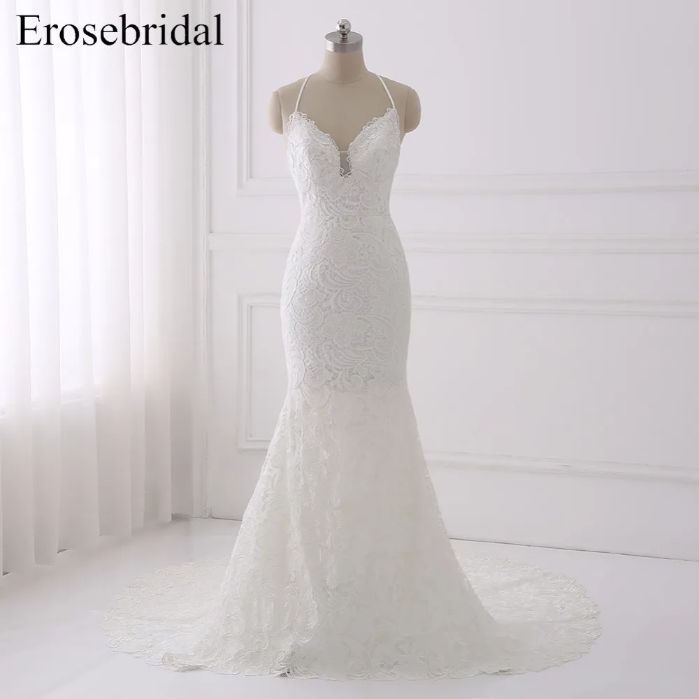 Open Back Mermaid Wedding Dresses 2018 Erosebridal Lace Wedding Dress Elegant Sweetheart Plus 