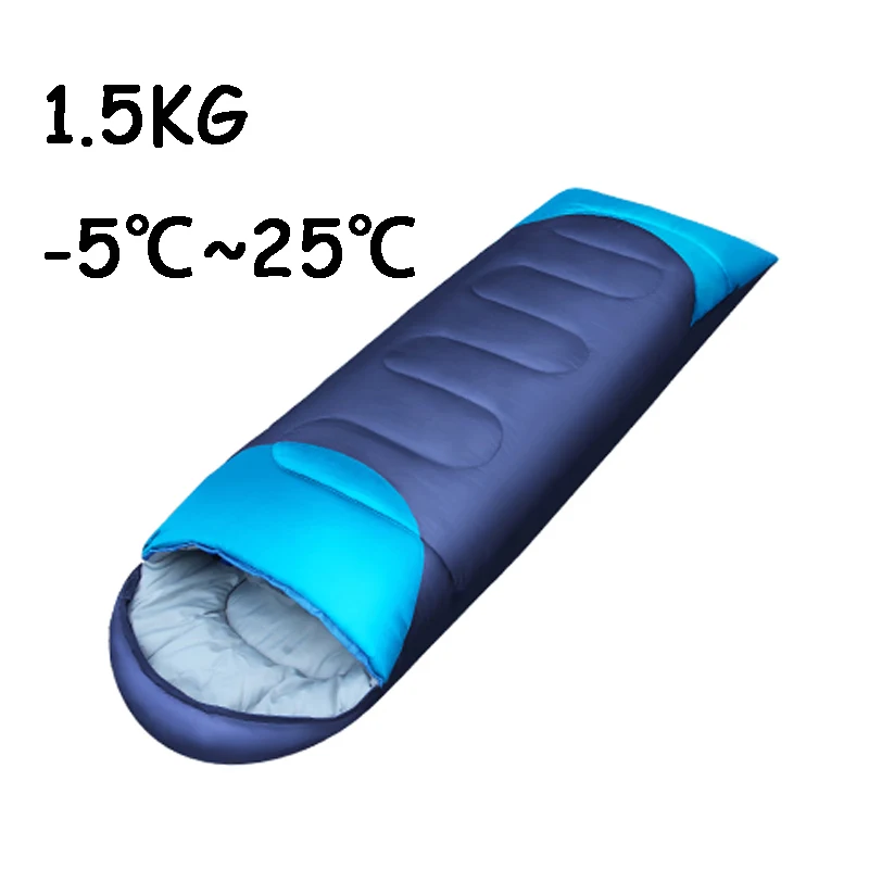 Пуховый хлопковый спальный мешок для кемпинга зима осень конверт с капюшоном сна мешок Кемпинг Вакуумная кровать кемпинг аксессуары - Цвет: Deep Blue 03