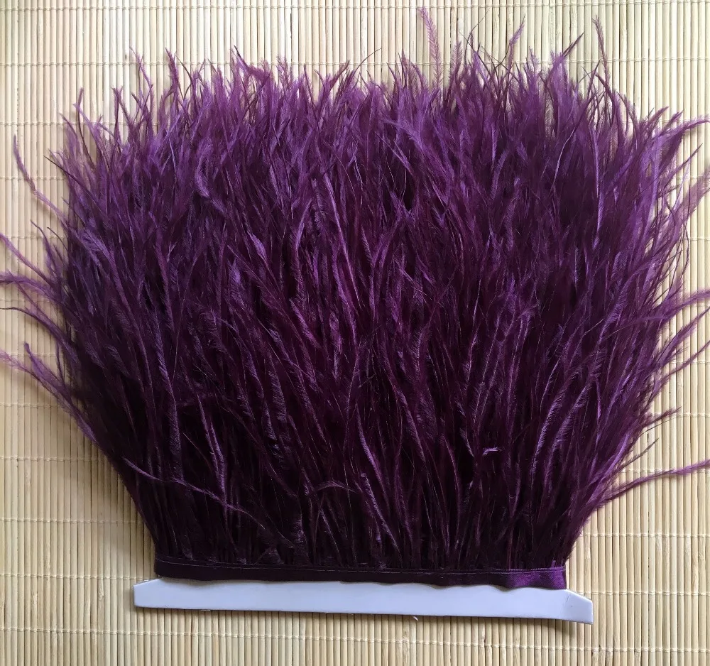 

10yards/lots dark purple Ostrich Feather Plumes Fringe trim 10-15cm Feather Boa Stripe for Party Clothing Accessories Craft