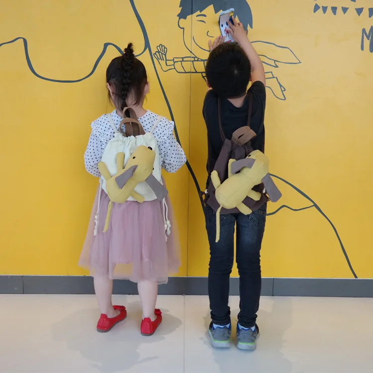 OE Children Backpacks Kindergarten Schoolbag Animal Kids Backpack Canvas Shoulder Tote Bag with Lazy Cute Dog