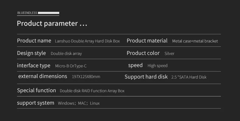 external hard drive box 2.5" Dual Hard Hard Disk Array Cabinet with RAID Function 4 Modes  Mirco B Type C Disk Array Box 2 Bay Data Backup external hard disk case 3.5