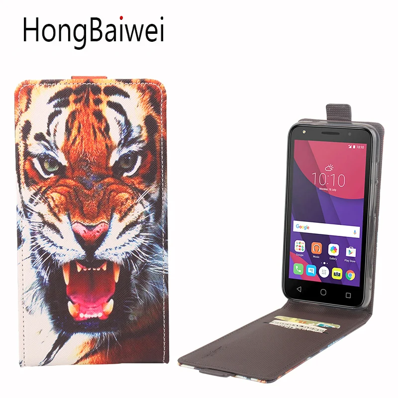 

Lingmao For Alcatel One Touch Pixi 4 5045X Case 3D Tiger Pattern Vertical Flip Leather Card Slot Phone Case Cover