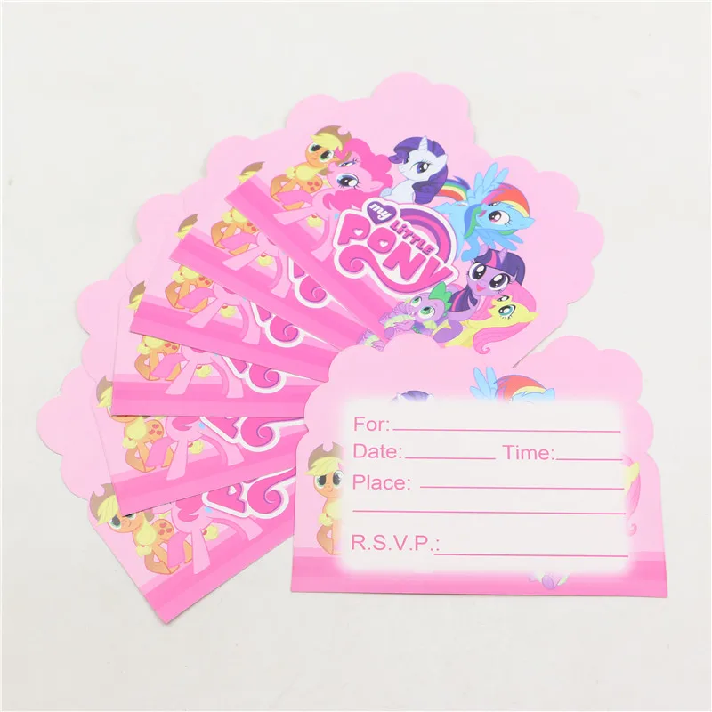Us 168 10 Pcslot Indah Kartun My Little Pony Dekorasi Ulang Tahun Perlengkapan Pesta Kartu Undangan In Kartu Undangan From Rumah Taman On