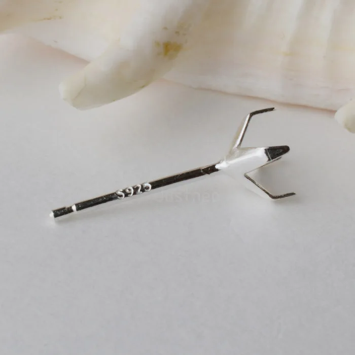 Твердые 925 пробы серебряные серьги шпильки заостренные 4 коготь зубец Установка пирсинг 4 мм/5 мм CZ бусины, 1 пара