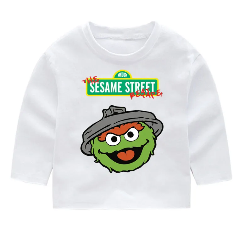 

The Sesame Street Boy's and Girl's Print Cotton Fashion Long Sleeve T-shirts Kid's Long Sleeve Tops Baby Girl Harajuku Clothes