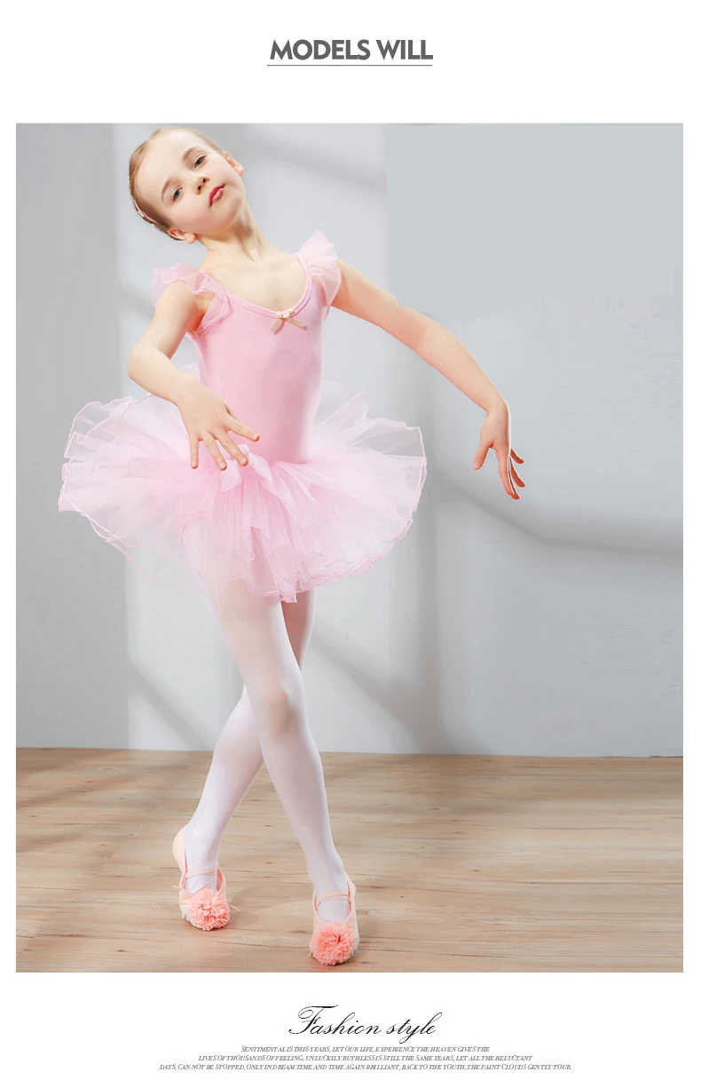 Балет Хлопок и спандекс балетное платье пачка балетки для девочек Дети Высокое качество без рукавов из тюля для танцев гимнастическое трико