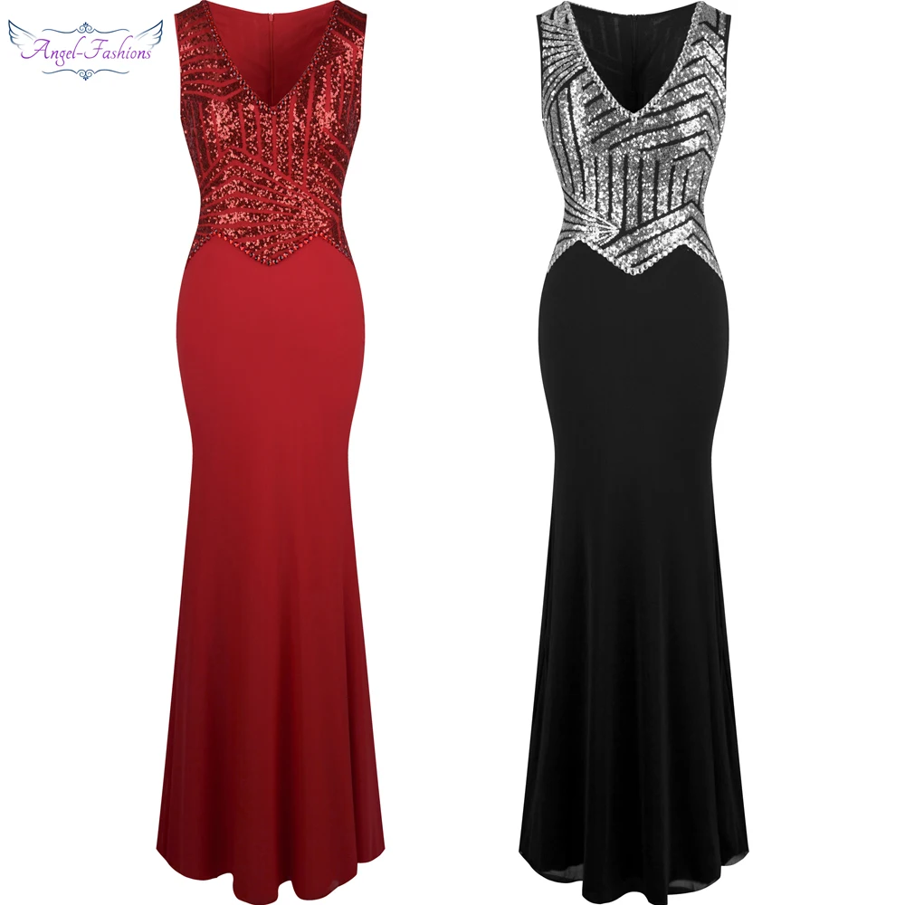 Buy Angel fashions V Neck Sequin Beading Stretchy