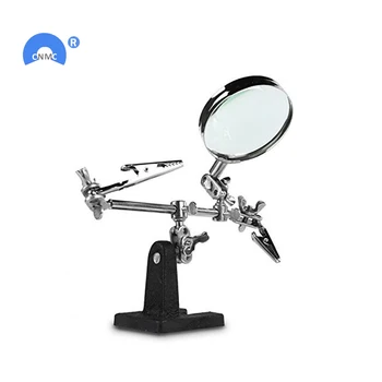 

Helping hand Magnifiers With 4X Welding Magnifying Glass led Adjustable 2 Alligator Clips 360 Degree Rotating