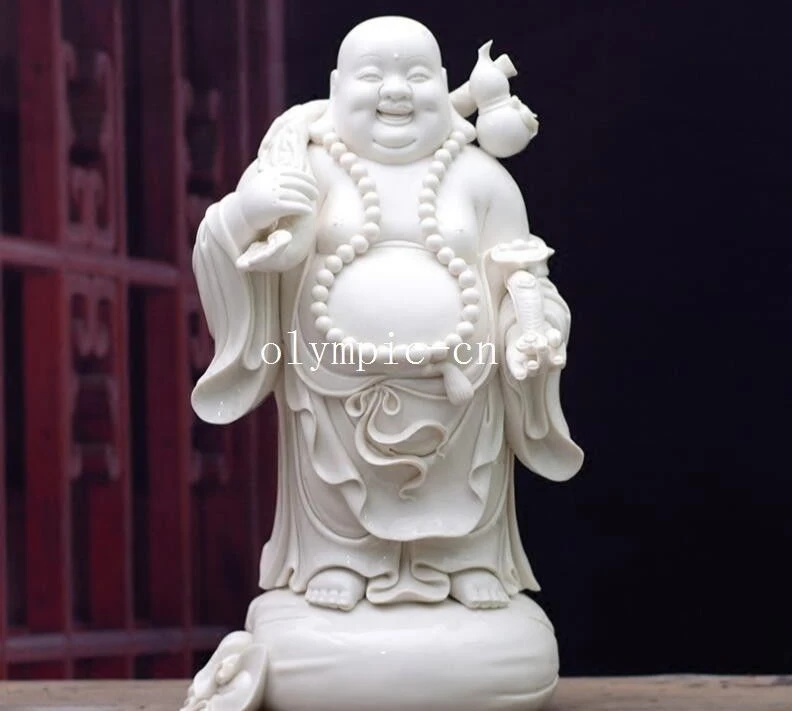 

16'' chinese white porcelain home fengshui bring fortune lucky Maitreya Buddha