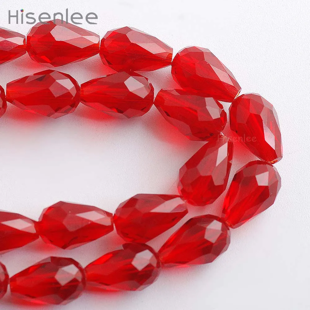 Hisenlee блеск 8*12 мм черные стеклянные капли воды бусины Австрийские кристаллы 60 шт./пакет кулон/браслет самодельный бисер - Цвет: Red