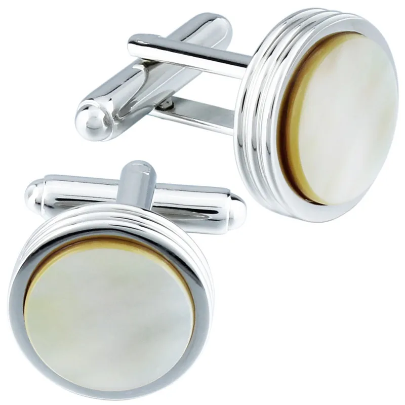 Tuxedo Shirt Cufflinks Studs Set Grey Shell Cuff links For Mens Accessories with Box