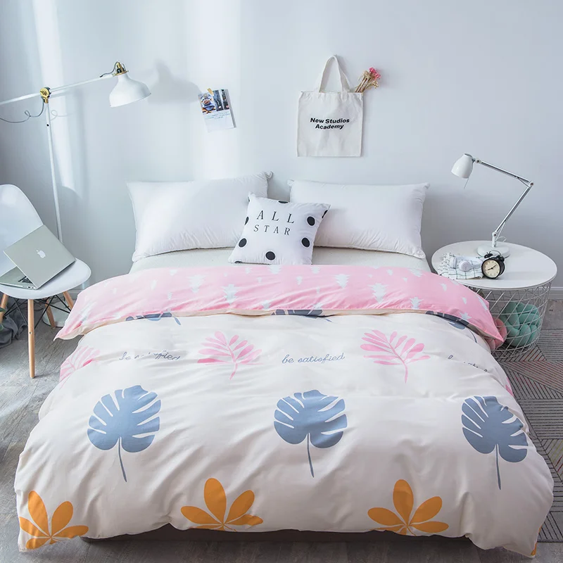 

Colored Leaves Pattern Cotton Soft Warm Duvet Cover Full Queen Size Stylish Color Leaf Pattern Quilt Case Duvet Covers King Size