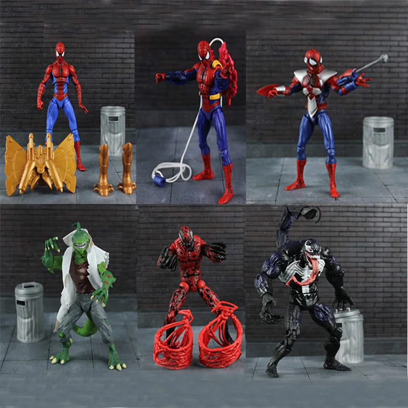 

6" Superheroes Figma Universe Spiderman Venom Carnage Lizard Spider Man PVC action Figures Collection Model Toy