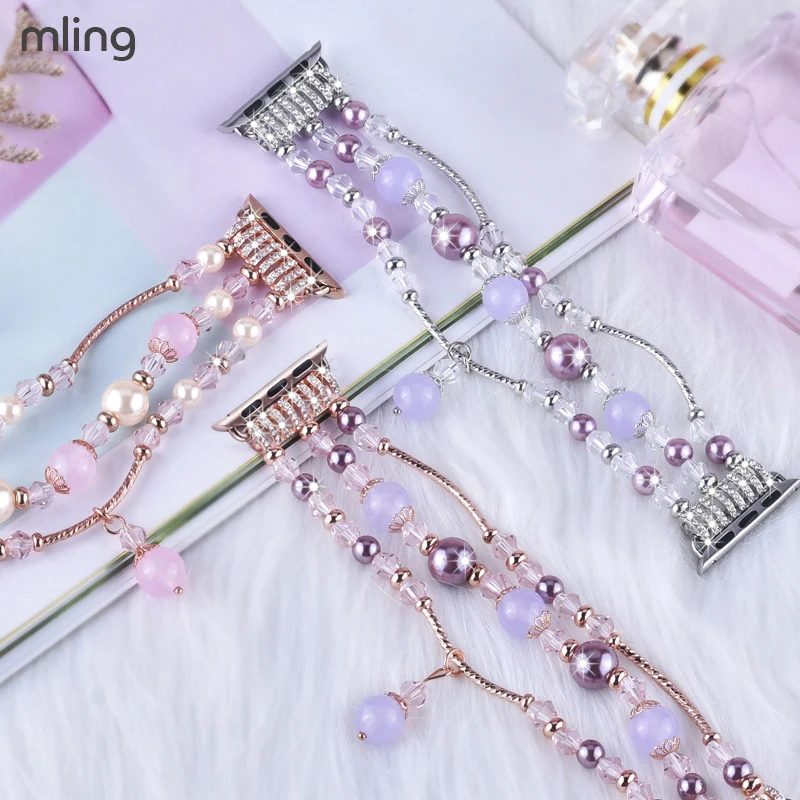 

Jewelry Bling Diamond Rhinestone Band for Apple watch 8 7 6 5 4 3 38MM 42MM 40MM 44MM 41MM 45MM 49MM Bracelet Strap For iwatch