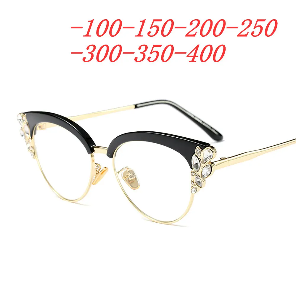 

Diamond Myopia Sunglasses Photochromic Finished Women Myopia Eyeglasses Frame with color lens Sun glasses Myopia Eyewear FML