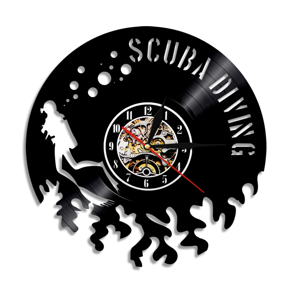 

1Piece Scuba Diving Vinyl Wall Clock Born To Dive Vinyl Record Clock Underwather Diving Swimming Living Room Interior Decor