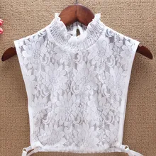 Женский свитер рубашка галстук вышивка шифон полые накладной кружевной воротник жемчуг бисера цветок кристалл горный хрусталь съемный воротники-обманки
