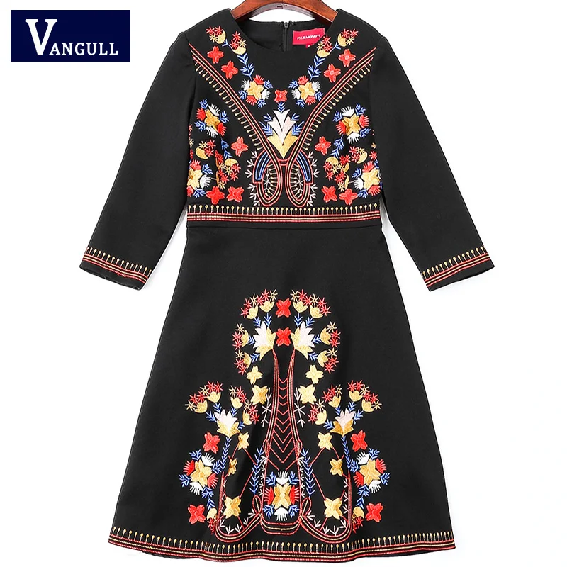 Vangull A Line Boho платья брендовые высокого качества винтажные женские 2018 новые черные