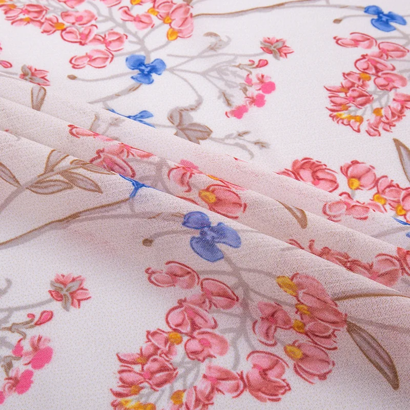

148*100cm high-grade chiffon fabrics natural silk crepe fabrics with flower petals