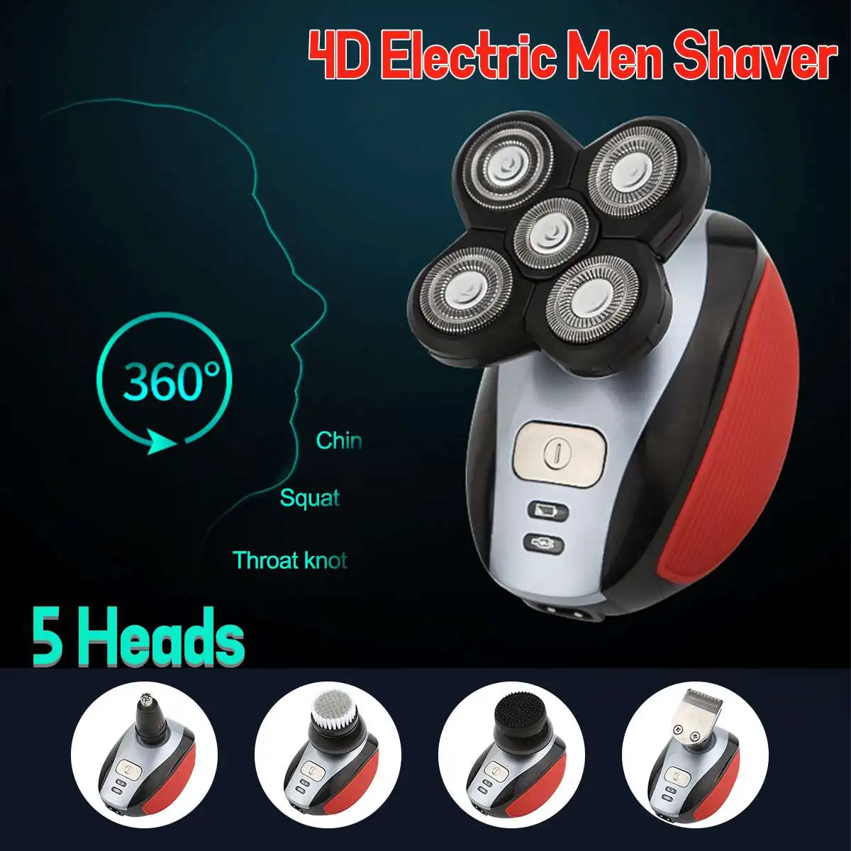 

5 Head Men Electric Shaver 4D Floating Rechargeable Beard Hair Trimmer-Razor Waterproof Comfortable ABS + Stainless steel