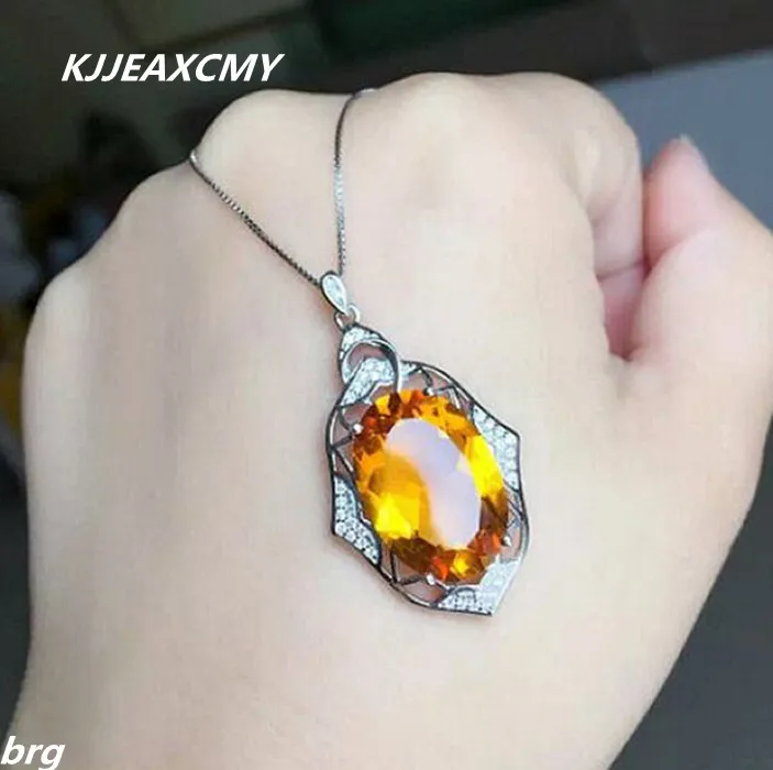 

KJJEAXCMY boutique jewelry,Inlaid yellow citrine female pendant in 925 Sterling Silver yellow gold