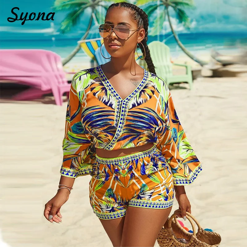 TWO PIECE SET Shorts T Shirt Tops 