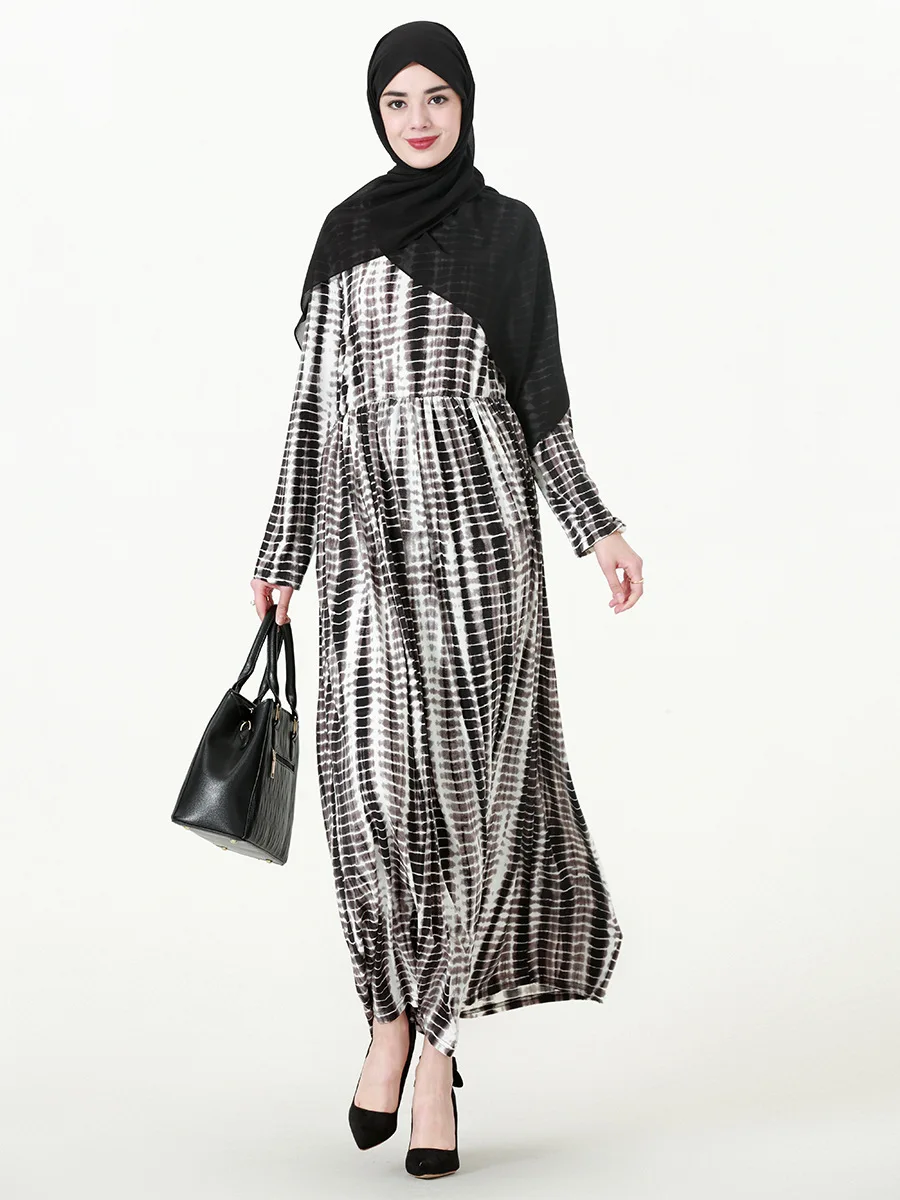 S-6XL Kaftan Abaya Turkey Dubai Hijab Muslim Dress O Neck Long Sleeve...