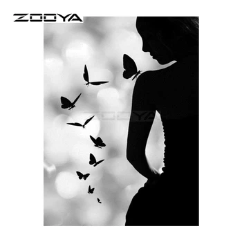 

ZOOYA Diamond Embroidery 5D DIY Diamond Painting Black Woman Back Butterfly Diamond Painting Cross Stitch Rhinestone Mosaic BK98