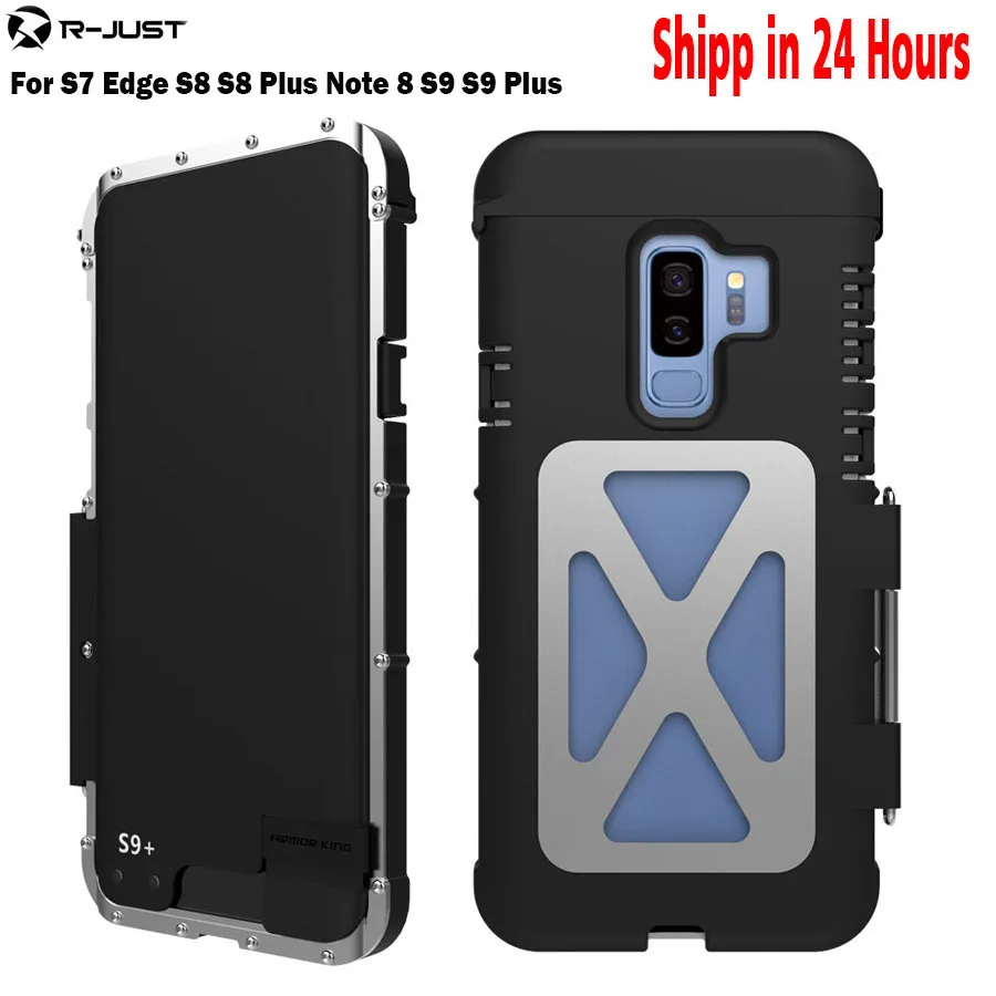 

R-JUST Flip Case Iron Man Shockproof Metal Aluminum Anti-knock Case Back Cover for Samsung Galaxy S9 S9 Plus Note 9 8 S8 S7edge