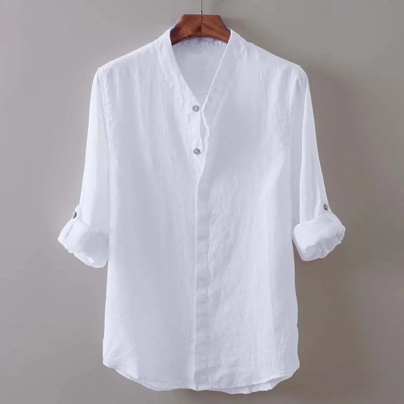 linen v neck shirt